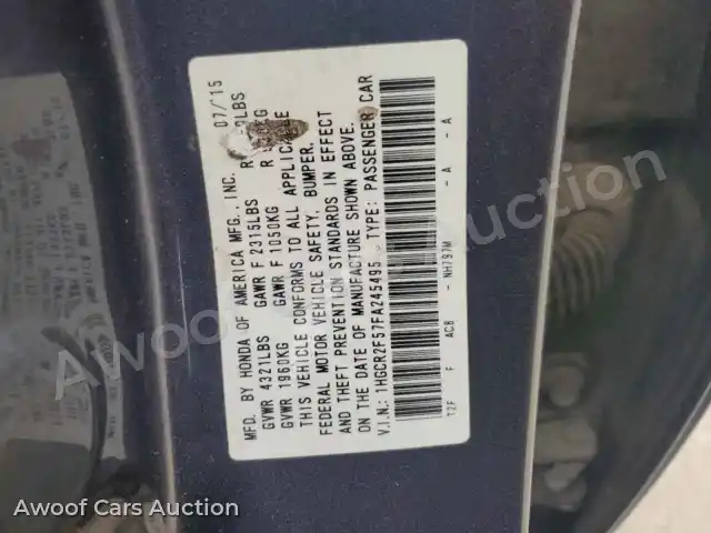 2015 Honda Accord 1HGCR2F57FA245495 — Copart auction photo 12