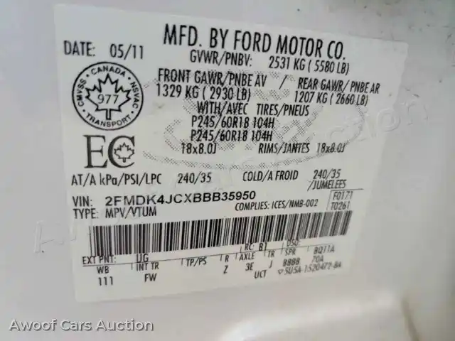 2011 Ford Edge 2FMDK4JCXBBB35950 — Copart auction photo 13