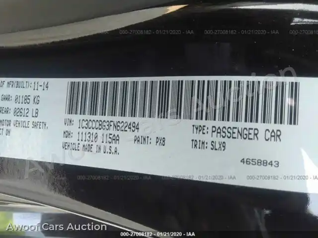 2015 Chrysler 200 1C3CCCBG3FN622494 — Iaai auction photo 9