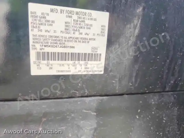 2018 Ford Explorer 1FM5K8D87JGB01586 — Copart auction photo 13