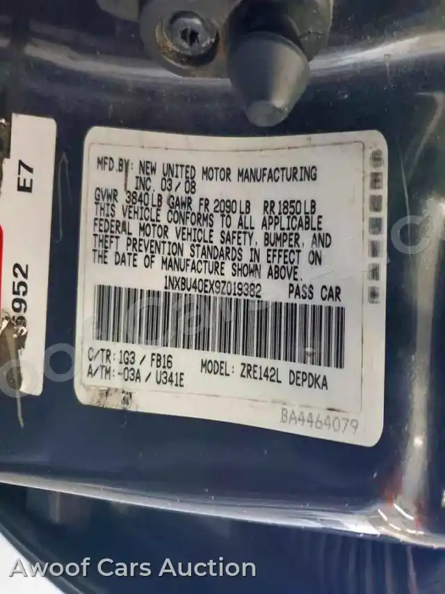 2009 Toyota Corolla 1NXBU40EX9Z019382 — hoton gwanjo Copart na 12
