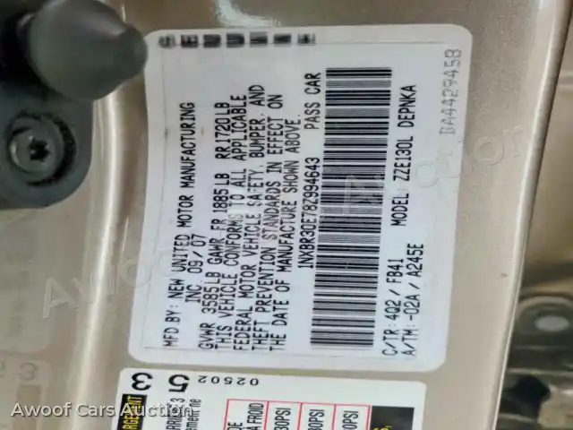 2008 Toyota Corolla 1NXBR30E78Z994643 — Copart auction photo 13