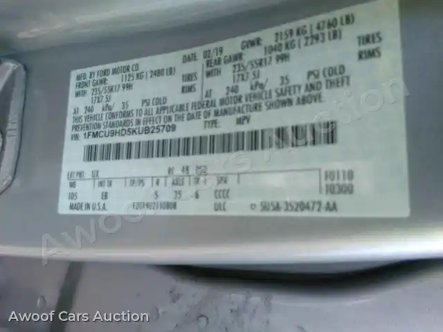 2019 Ford Escape 1FMCU9HD5KUB25709 — Manheim auction photo 6