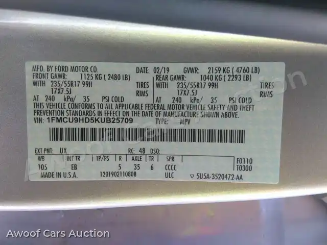 2019 Ford Escape 1FMCU9HD5KUB25709 — Manheim auction photo 28