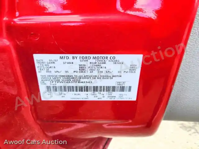 2007 Ford F150 1FTPW14537FB42343 — Copart auction photo 12