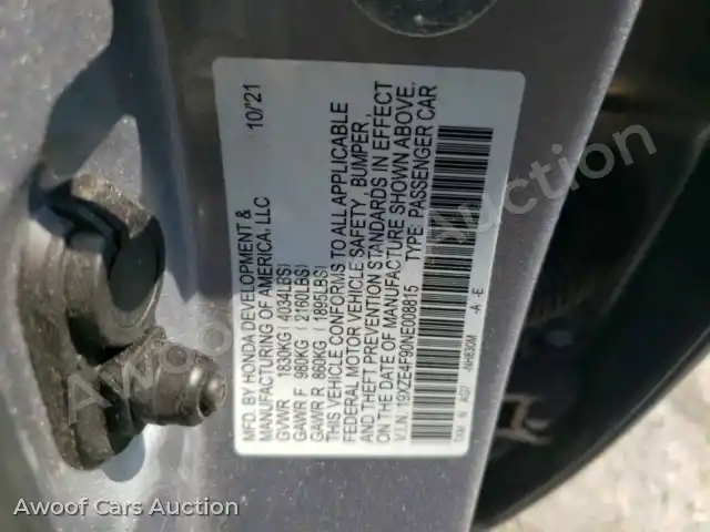 2022 Honda Insight 19XZE4F90NE008815 — Copart auction photo 12