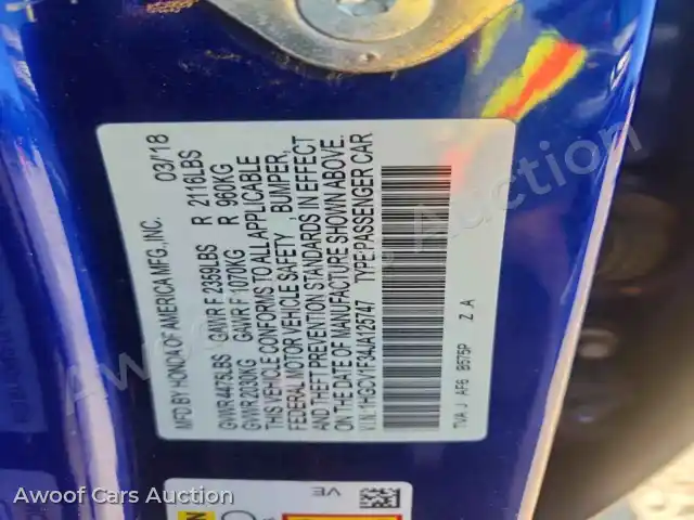 2018 Honda Accord 1HGCV1F34JA125747 — photo 12 de la vente Copart