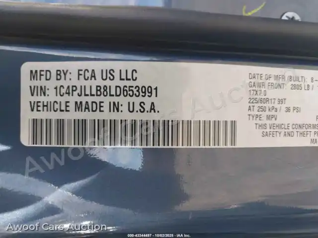 2020 Jeep Cherokee 1C4PJLLB8LD653991 — Iaai auction photo 9