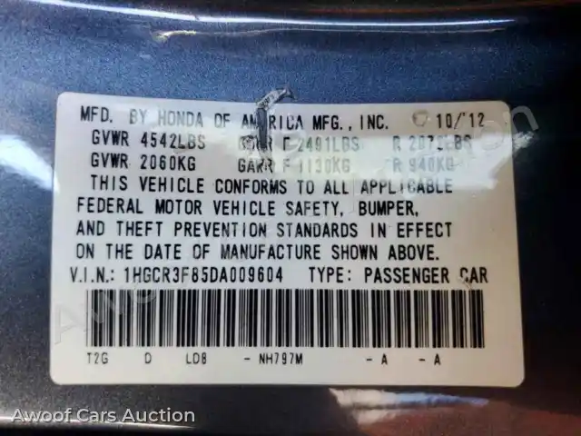 2013 Honda Accord 1HGCR3F85DA009604 — Copart auction photo 12