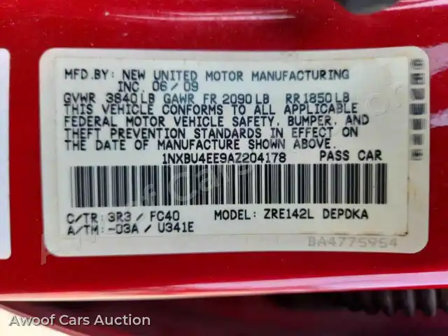 2010 Toyota Corolla 1NXBU4EE9AZ204178 — hoton gwanjo Copart na 12