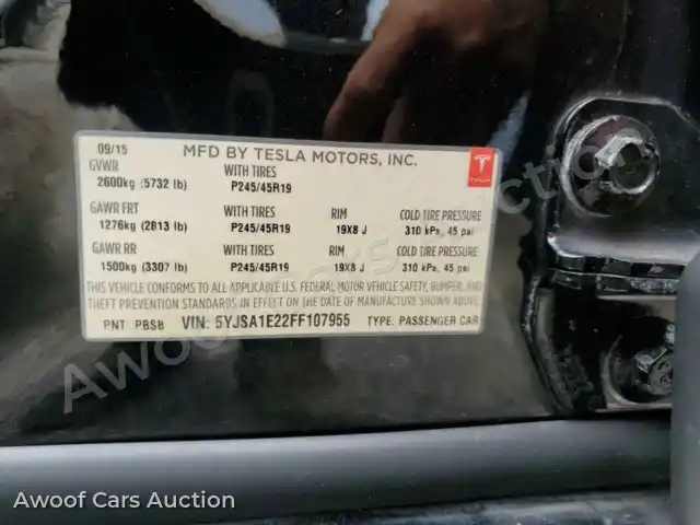 2015 Tesla Model S 5YJSA1E22FF107955 — Copart auction photo 12
