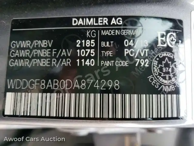 2013 Mercedes-Benz C-Class WDDGF8AB0DA874298 — Copart auction photo 10