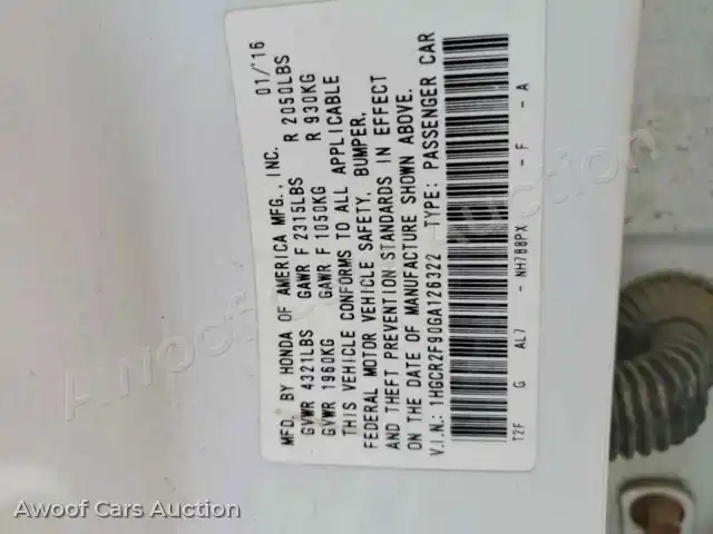 2016 Honda Accord 1HGCR2F90GA126322 — Copart auction photo 12