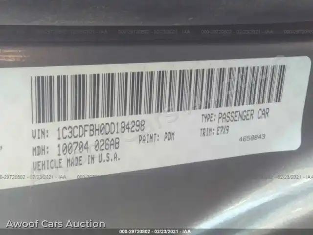 2013 Dodge Dart 1C3CDFBH0DD184298 — hoton gwanjo Iaai na 9