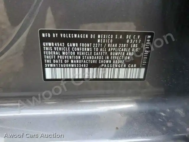 2017 Volkswagen Golf 3VWH17AU0HM533482 — photo 12 de la vente Copart