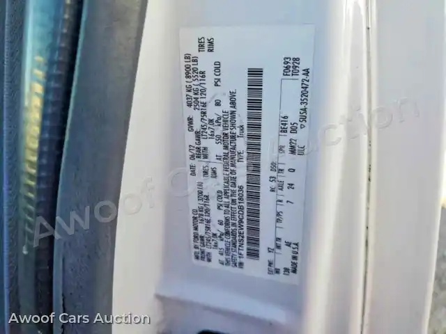 2012 Ford All Models 1FTNS2EW9CDB18036 — hoton gwanjo Copart na 12