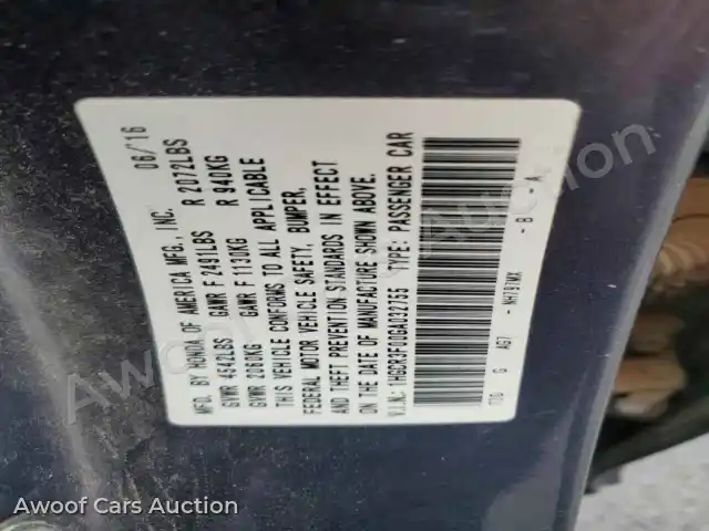 2016 Honda Accord 1HGCR3F00GA032755 — Copart auction photo 12