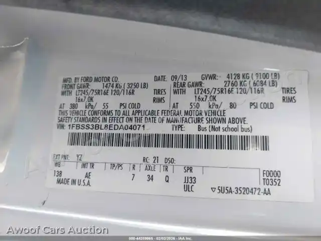 2014 Ford E-350 Super Duty 1FBSS3BL8EDA04071 — Iaai auction photo 9