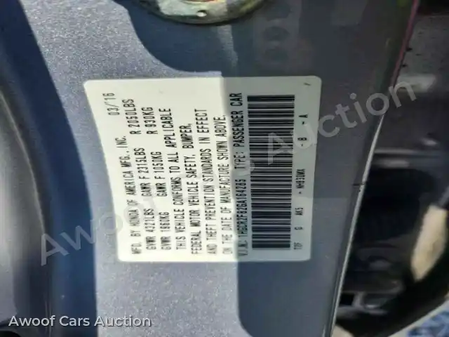 2016 Honda Accord 1HGCR2F82GA164285 — Copart auction photo 12