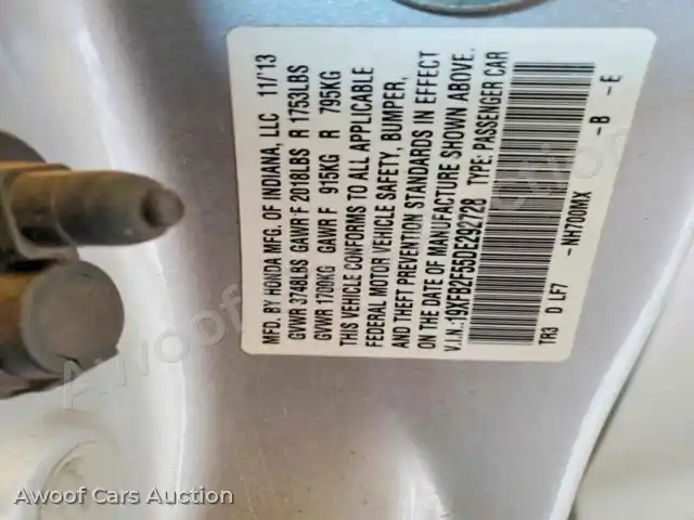 2013 Honda Civic 19XFB2F55DE292728 — Copart auction photo 13
