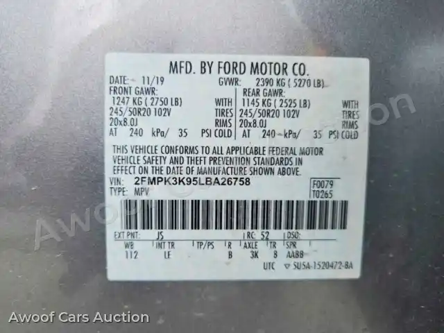 2020 Ford Edge 2FMPK3K95LBA26758 — Copart auction photo 13