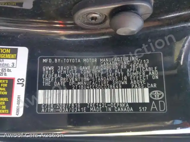 2013 Toyota Corolla 2T1BU4EE5DC038649 — Copart auction photo 12