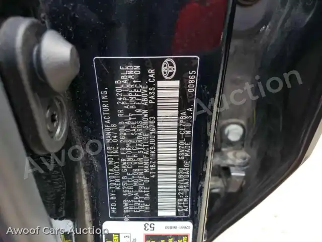 2018 Toyota Camry 4T1BZ1HK9JU016763 — Copart auction photo 10