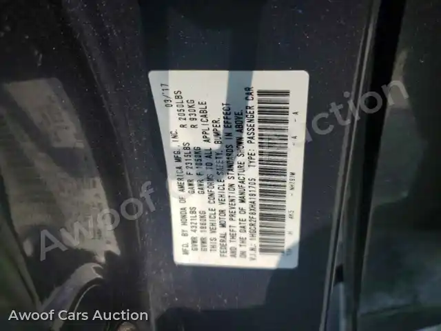 2017 Honda Accord 1HGCR2F8XHA191705 — hoton gwanjo Copart na 13