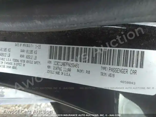 2015 Chrysler 200 1C3CCCAB7FN650451 — Iaai auction photo 9