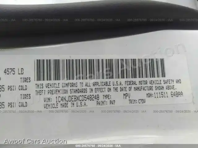 2012 Jeep Compass 1C4NJDEBXCD548248 — Iaai auction photo 9