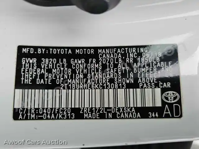 2019 Toyota Corolla 2T1BURHE6KC130813 — Manheim auction photo 15