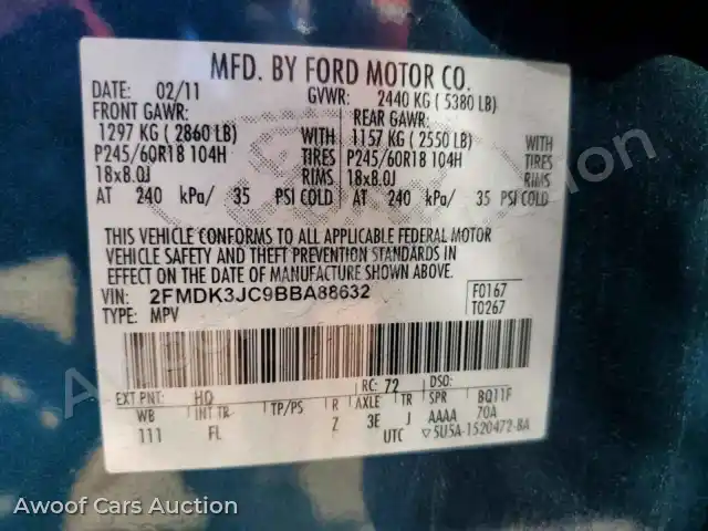 2011 Ford Edge 2FMDK3JC9BBA88632 — Copart auction photo 12