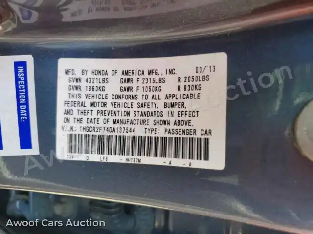 2013 Honda Accord 1HGCR2F74DA137544 — Copart auction photo 13