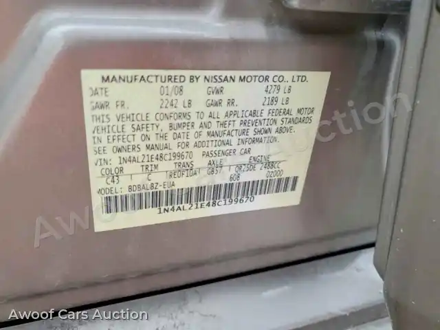 2008 Nissan Altima 1N4AL21E48C199670 — Copart auction photo 13