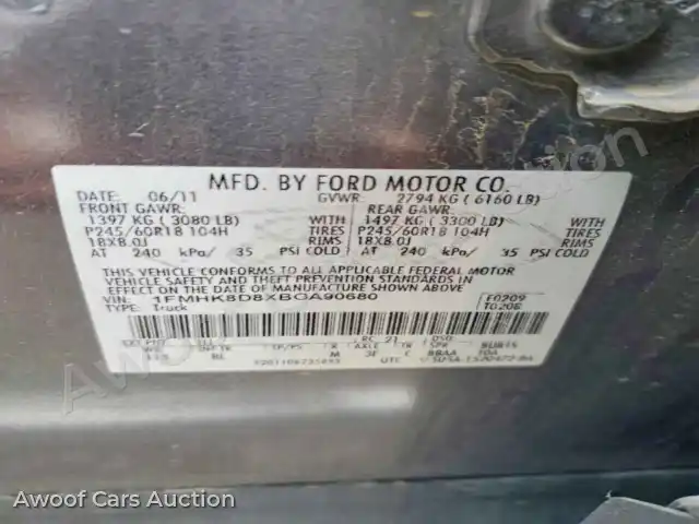 2011 Ford Explorer 1FMHK8D8XBGA90680 — Copart auction photo 13