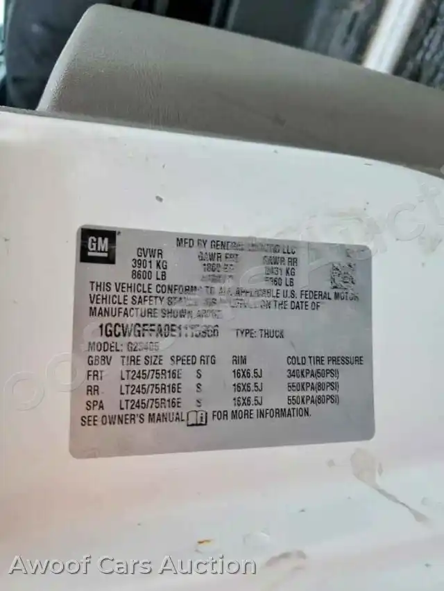 2014 Chevrolet Express 1GCWGFFA0E1115966 — Copart auction photo 13