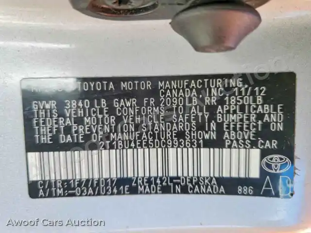 2013 Toyota Corolla 2T1BU4EE5DC993631 — Copart auction photo 13