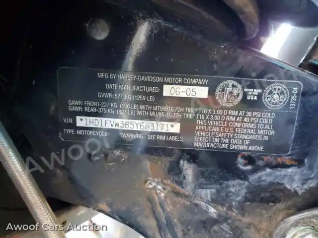 2005 Harley Davidson FL 1HD1FVW385Y683171 — Copart auction photo 9