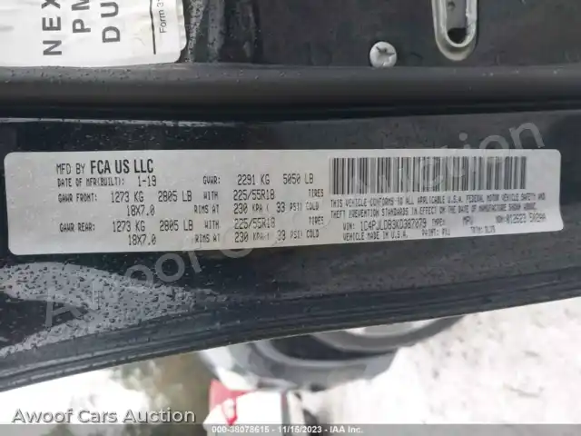 2019 Jeep Cherokee 1C4PJLDB3KD387079 — Iaai auction photo 9