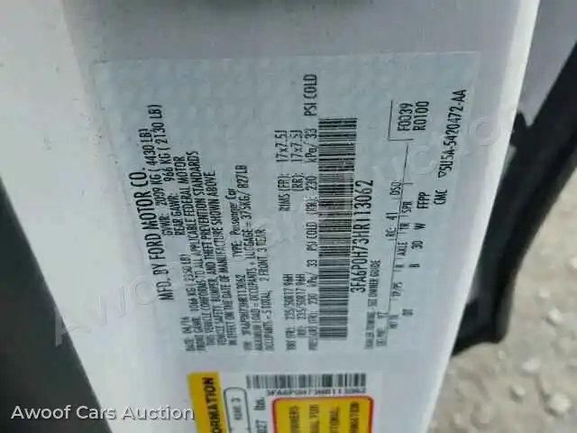 2017 Ford Fusion 3FA6P0H73HR113062 — Copart auction photo 10