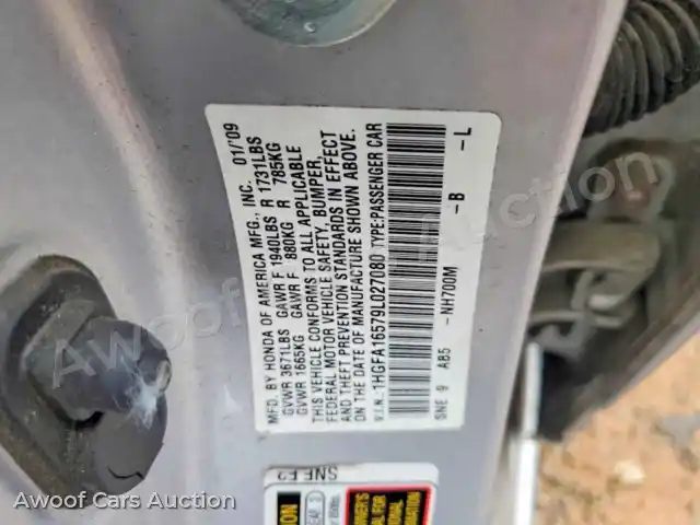 2009 Honda Civic 1HGFA16579L027080 — Copart auction photo 12