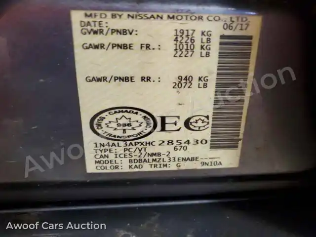 2017 Nissan Altima 1N4AL3APXHC285430 — Copart auction photo 12