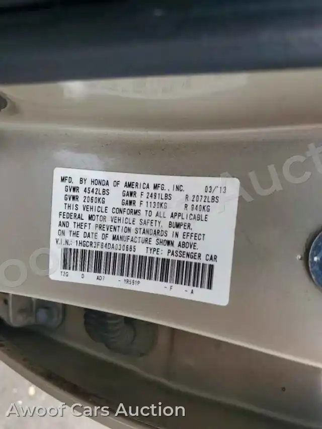 2013 Honda Accord 1HGCR3F84DA030685 — hoton gwanjo Copart na 12