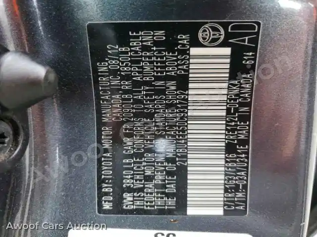 2013 Toyota Corolla 2T1BU4EE5DC931792 — Copart auction photo 12