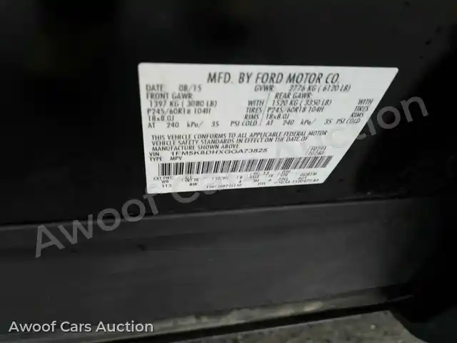 2016 Ford Explorer 1FM5K8DHXGGA73825 — Manheim auction photo 6
