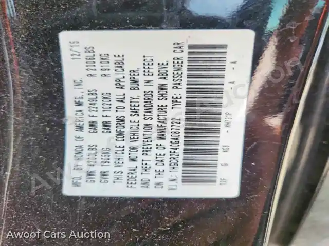 2016 Honda Accord 1HGCR2F40GA087722 — Copart auction photo 13