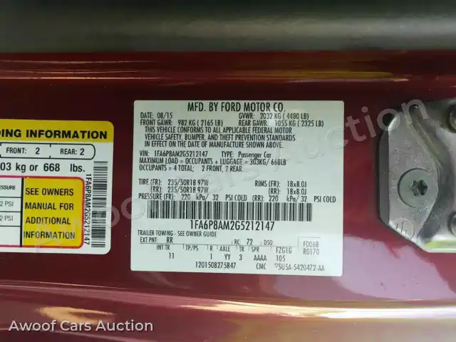 2016 Ford Mustang 1FA6P8AM2G5212147 — photo 6 de la vente Manheim