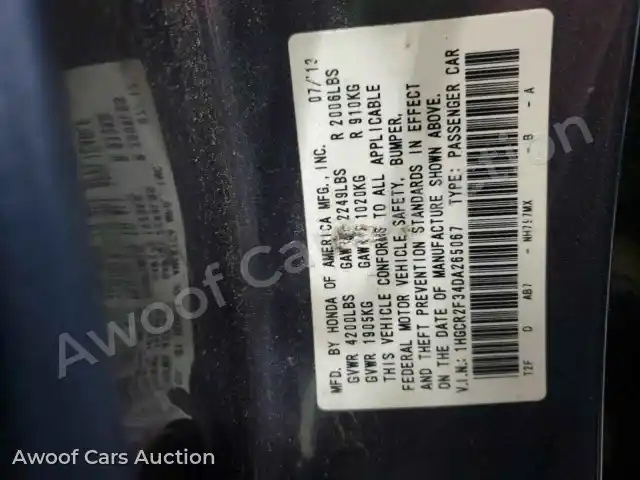 2013 Honda Accord 1HGCR2F34DA265067 — Copart auction photo 13