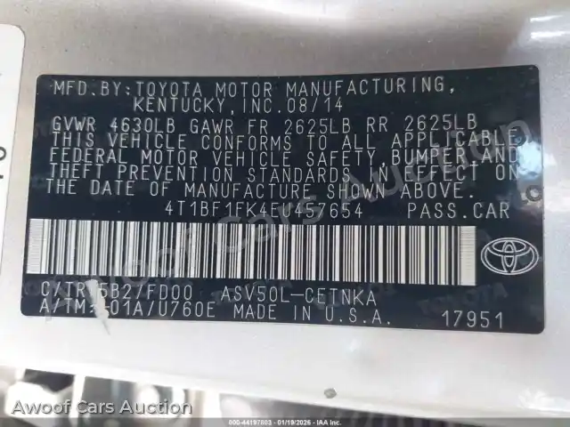 2014 Toyota Camry 4T1BF1FK4EU457654 — Iaai auction photo 9
