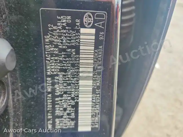 2012 Toyota Corolla 2T1BU4EE7CC912949 — Copart auction photo 13